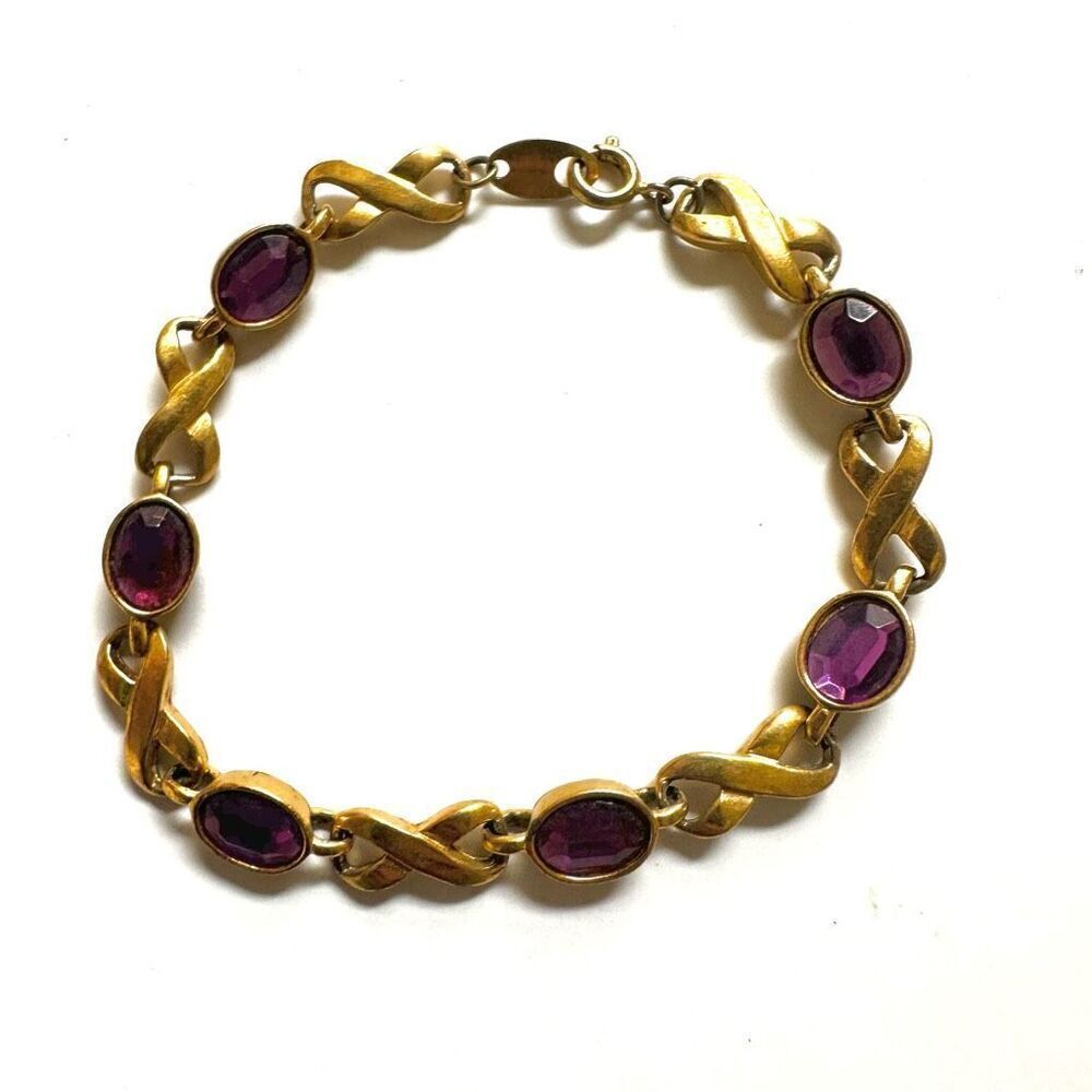 Vintage Avon purple and gold tone infinity link bracelet